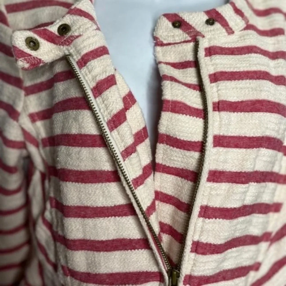 Free People Peplum Pink Striped Full Zip Terry Jacket XS